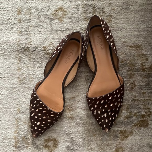 J. Crew Shoes - ⭐️ Calf Mules Deer Animal Print Boho Peasant Hipster Modern Work Casual Flats